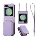 For Samsung Galaxy Z Flip5 Multifunctional Card Bag Phone Case(Purple) - 1
