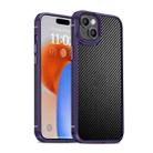 For iPhone 15 Plus iPAKY MG Series Carbon Fiber PC + TPU Protective Phone Case(Purple) - 1