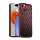 For iPhone 15 Plus iPAKY MG Series Carbon Fiber PC + TPU Protective Phone Case(Dark Red) - 1
