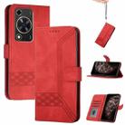 For Huawei Enjoy 70 Cubic Skin Feel Flip Leather Phone Case(Red) - 1