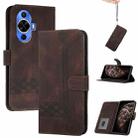 For Huawei nova 12s Cubic Skin Feel Flip Leather Phone Case(Brown) - 1