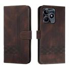 For Realme C53 Cubic Skin Feel Flip Leather Phone Case(Brown) - 1