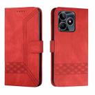 For Realme C53 Cubic Skin Feel Flip Leather Phone Case(Red) - 1