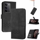 For Realme C75 Global Cubic Skin Feel Flip Leather Phone Case(Black) - 1