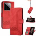 For Realme GT7 Pro Cubic Skin Feel Flip Leather Phone Case(Red) - 1