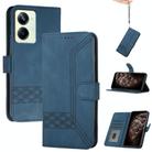 For Realme 10 Pro Cubic Skin Feel Flip Leather Phone Case(Blue) - 1