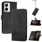 For Realme 10 Pro Cubic Skin Feel Flip Leather Phone Case(Black) - 1