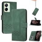 For Realme 10 Pro Cubic Skin Feel Flip Leather Phone Case(Green) - 1