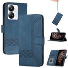 For Realme 10 Pro+ Cubic Skin Feel Flip Leather Phone Case(Blue) - 1