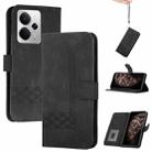 For Realme 14 / P3 5G Global Cubic Skin Feel Flip Leather Phone Case(Black) - 1
