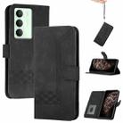 For Realme 14x Global Cubic Skin Feel Flip Leather Phone Case(Black) - 1