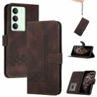 For Realme 14x Global Cubic Skin Feel Flip Leather Phone Case(Brown) - 1