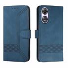 For OPPO A58 4G Cubic Skin Feel Flip Leather Phone Case(Blue) - 1