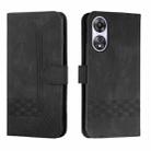 For OPPO A58 4G Cubic Skin Feel Flip Leather Phone Case(Black) - 1