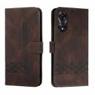 For OPPO A78 4G Cubic Skin Feel Flip Leather Phone Case(Brown) - 1