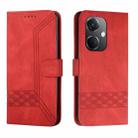 For OPPO K11 Cubic Skin Feel Flip Leather Phone Case(Red) - 1
