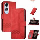 For OPPO A60 Cubic Skin Feel Flip Leather Phone Case(Red) - 1