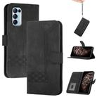 For OPPO Reno5 4G / 5G / Find X3 Lite Cubic Skin Feel Flip Leather Phone Case(Black) - 1