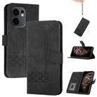 For OPPO Reno13 F 4G / 5G Cubic Skin Feel Flip Leather Phone Case(Black) - 1