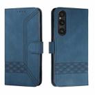 For Sony Xperia 1 V 2023 Cubic Skin Feel Flip Leather Phone Case(Blue) - 1