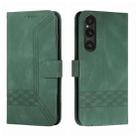 For Sony Xperia 1 V 2023 Cubic Skin Feel Flip Leather Phone Case(Green) - 1