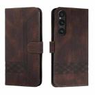 For Sony Xperia 1 V 2023 Cubic Skin Feel Flip Leather Phone Case(Brown) - 1