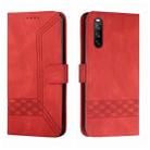 For Sony Xperia 10 V 2023 Cubic Skin Feel Flip Leather Phone Case(Red) - 1