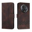 For Honor Magic5 Pro Cubic Skin Feel Flip Leather Phone Case(Brown) - 1