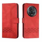 For Honor Magic5 Pro Cubic Skin Feel Flip Leather Phone Case(Red) - 1