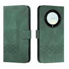 For Honor X40 Cubic Skin Feel Flip Leather Phone Case(Green) - 1