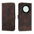 For Honor X40 Cubic Skin Feel Flip Leather Phone Case(Brown) - 1