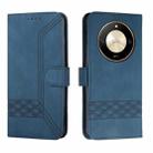 For Honor X50 Cubic Skin Feel Flip Leather Phone Case(Blue) - 1