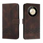 For Honor X50 Cubic Skin Feel Flip Leather Phone Case(Brown) - 1