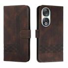 For Honor 90 Cubic Skin Feel Flip Leather Phone Case(Brown) - 1