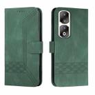 For Honor 90 Pro Cubic Skin Feel Flip Leather Phone Case(Green) - 1