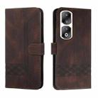 For Honor 90 Pro Cubic Skin Feel Flip Leather Phone Case(Brown) - 1