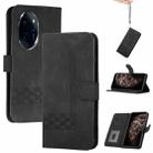 For Honor 100 Pro Cubic Skin Feel Flip Leather Phone Case(Black) - 1