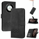 For Honor X50 / X9b Cubic Skin Feel Flip Leather Phone Case(Black) - 1