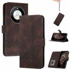 For Honor X50 / X9b Cubic Skin Feel Flip Leather Phone Case(Brown) - 1