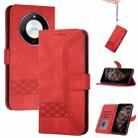 For Honor X50 / X9b Cubic Skin Feel Flip Leather Phone Case(Red) - 1