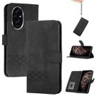 For Honor 200 Pro Cubic Skin Feel Flip Leather Phone Case(Black) - 1