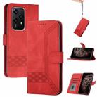 For Honor 200 Lite Global Cubic Skin Feel Flip Leather Phone Case(Red) - 1