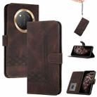 For Honor X9c Global Cubic Skin Feel Flip Leather Phone Case(Brown) - 1