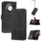 For Honor X60 / X9c Smart Cubic Skin Feel Flip Leather Phone Case(Black) - 1