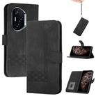 For Honor 400 Cubic Skin Feel Flip Leather Phone Case(Black) - 1