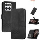 For Honor X8c 4G Cubic Skin Feel Flip Leather Phone Case(Black) - 1