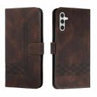 For Samsung Galaxy M34 Cubic Skin Feel Flip Leather Phone Case(Brown) - 1