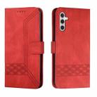 For Samsung Galaxy M34 Cubic Skin Feel Flip Leather Phone Case(Red) - 1