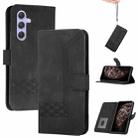 For Samsung Galaxy A55 Cubic Skin Feel Flip Leather Phone Case(Black) - 1