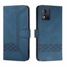 For Motorola Moto E13 Cubic Skin Feel Flip Leather Phone Case(Blue) - 1